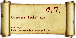 Oravan Teónia névjegykártya
